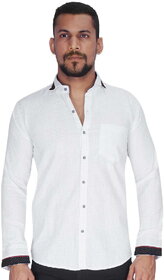 Dobby Weave White with Navy Print DotShirt By Corporate Club.