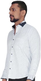 White with Black  Blue Print Shirt By Corporate Club.