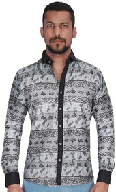 Panel Print Design in Grey  Black Color Shirt By Corporate Club.