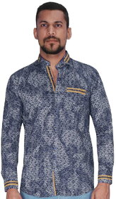 Navy with White Print Shirt By Corporate Club.