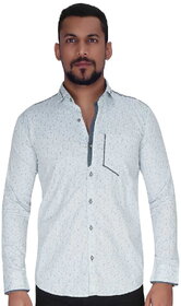 White with Grey  Black Print Shirt By Corporate Club.