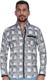 Black and White Print Checks Shirt By Corporate Club.