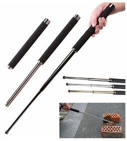 kudos Iron Baton 65 cm Tactical Telescopic Baton Stainless Steel Self Defence Security Folding Stick