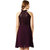 Women's Wine Red Round Neck Sleeveless Solid Sequin Flowy Knee-Long Skater Dress
