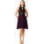 Women's Wine Red Round Neck Sleeveless Solid Sequin Flowy Knee-Long Skater Dress