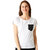 Women's White Round Neck Short Sleeve Cotton Solid Polka Dot Patch Pocket T-Shirt.