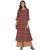 Janasya Women's Maroon Cotton Angrakha Floral Print Kurta
