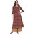 Janasya Women's Maroon Cotton Angrakha Floral Print Kurta