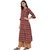 Janasya Women's Maroon Cotton Angrakha Floral Print Kurta