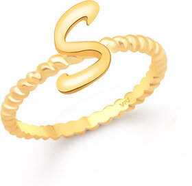 Vighnaharta Stylish Spiral Ring Shank S Letter Gold Plated Alloy Finger Ring for Women and Girls - VFJ1312FRG8