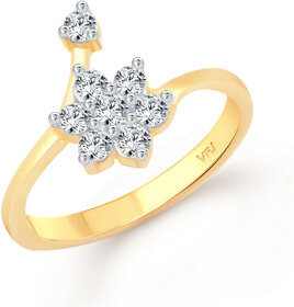 Vighnaharta Decent Flower CZ Gold and Rhodium Plated Alloy Finger Ring for Women and Girls - VFJ1318FRG8