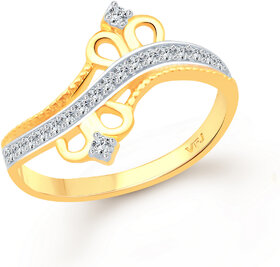 Vighnaharta Stylish Double Crown CZ Gold and Rhodium Plated Alloy Finger Ring for Women and Girls - VFJ1319FRG8