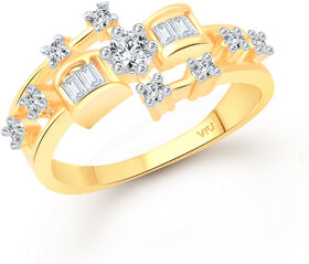 Vighnaharta Tapered Diamond CZ Gold and Rhodium Plated Alloy Finger Ring for Women and Girls - VFJ1342FRG8