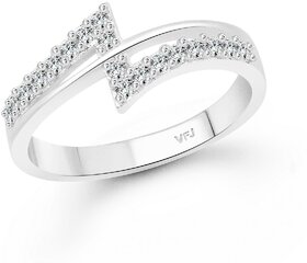 Vighnaharta Contemporary Design CZ Rhodium Plated Alloy Finger Ring for Women and Girls - VFJ1334FRR8