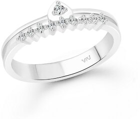 Vighnaharta Fusion Heart CZ Rhodium Plated Alloy Finger Ring for Women and Girls - VFJ1336FRR8