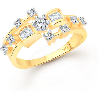 Vighnaharta Tapered Diamond CZ Gold and Rhodium Plated Alloy Finger Ring for Women and Girls - VFJ1342FRG8
