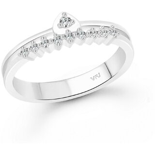 Vighnaharta Fusion Heart CZ Rhodium Plated Alloy Finger Ring for Women and Girls - VFJ1336FRR8