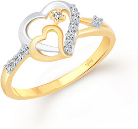 Vighnaharta Cohesion Heart CZ Gold and Rhodium Plated Alloy Finger Ring for Women and Girls - VFJ01324FRG8