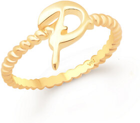 Vighnaharta Stylish Spiral Ring Shank P Letter Gold Plated Alloy Finger Ring for Women and Girls - VFJ01311FRG8