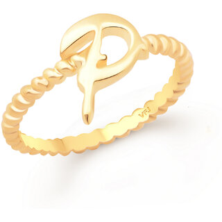 Vighnaharta Stylish Spiral Ring Shank P Letter Gold Plated Alloy Finger Ring for Women and Girls - VFJ01311FRG8