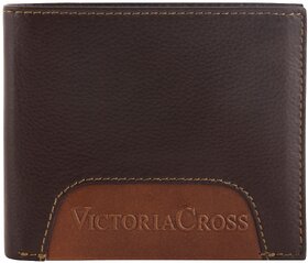 Mens Leather Wallet (2 Tone Brown) By Victoria Cross.