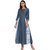 Janasya Women's Grey Poly Silk Flared Floral Print Kurta