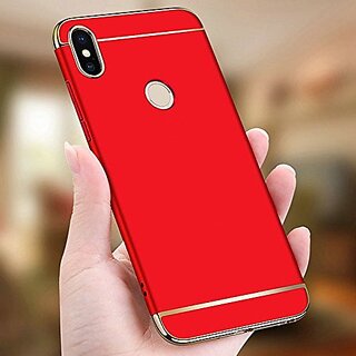 BM  Vivo V9 Case, 3in1 Hybrid Hard Back Cover Electroplating Case for Vivo V9 (RED with Gold)