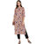 Janasya Women's Multicolor Crepe Straight Floral Print Kurta