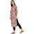 Janasya Women's Multicolor Crepe Straight Floral Print Kurta