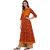 Janasya Women's Red Cotton Anarkali Floral Print Kurta