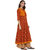 Janasya Women's Red Cotton Anarkali Floral Print Kurta