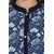 Janasya Women's Blue Cotton High Low Hemline Floral Print Kurta