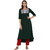 Janasya Women's Dark Green Crepe A-Line Digital Print Kurta