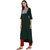 Janasya Women's Dark Green Crepe A-Line Digital Print Kurta