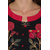 Janasya Women's Black Cotton High Low Hemline Floral Print Kurta