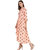 Janasya Women's Peach Rayon Flared Floral Print Kurta