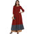 Janasya Women's Maroon Cotton Anarkali Plain Kurta