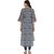 Janasya Women's Grey Cotton High Low Hemline Floral Print Kurta