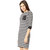 Miss Chase Women's Black And White Round Neck 3/4 Sleeve Cotton Striped Pearl Detail Mini Shift Dress
