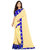 Beige and Blue Designer Georgette Embroidered Border Saree With Blue Blouse Piece (mapple.blue saree)