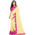 Beige and Pink Designer Georgette Embroidered Border Saree With Pink Blouse Piece (mapple.pinksaree)