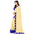 Beige and Blue Designer Georgette Embroidered Border Saree With Blue Blouse Piece (mapple.blue saree)