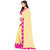 Beige and Pink Designer Georgette Embroidered Border Saree With Pink Blouse Piece (mapple.pinksaree)