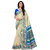 Fabwomen Sarees Floral Print Beige And Blue  Coloured Khadi Silk Fashion Party Wear Women's Saree/Sari With Blouse Piece.