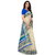 Fabwomen Sarees Floral Print Beige And Blue  Coloured Khadi Silk Fashion Party Wear Women's Saree/Sari With Blouse Piece.