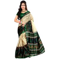 Sharda Creation Green Taffeta Paper Silk Saree Without Blouse