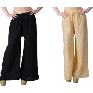 Women Daily wear combo(Skin and Black) colour of palazzo pantor trousers