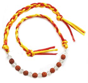 Yuvi Shoppe Rudraksha crystal sphatic rakhee 5 Faced 5 Mukhi small rare original Rudraksh crystal beads bracelets with r