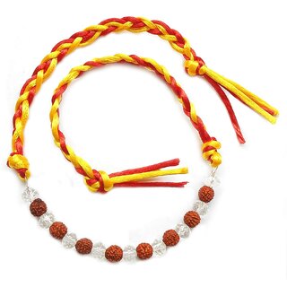 Yuvi Shoppe Rudraksha crystal sphatic rakhee 5 Faced 5 Mukhi small rare original Rudraksh crystal beads bracelets with r