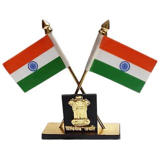 love4ride Carpoint Decorative Indian Flag Stand With Ashok Stambh For Car Dashboard